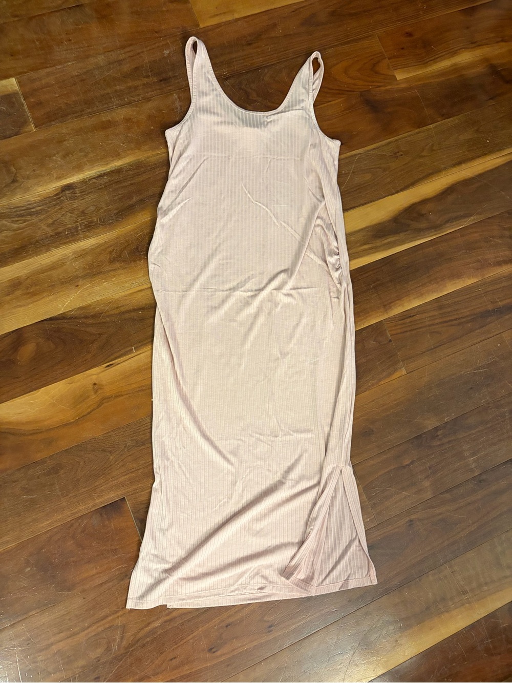 H&M Light Blush Pink Ribbed Maxi Tank Dress